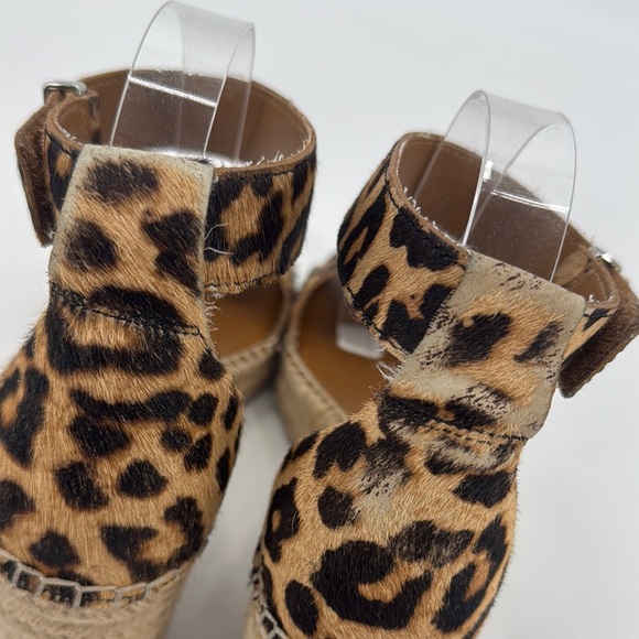 Franco Sarto Camera Calf Hair Leopard Print Espadrilles Wedge Sandals - Picture 11 of 16